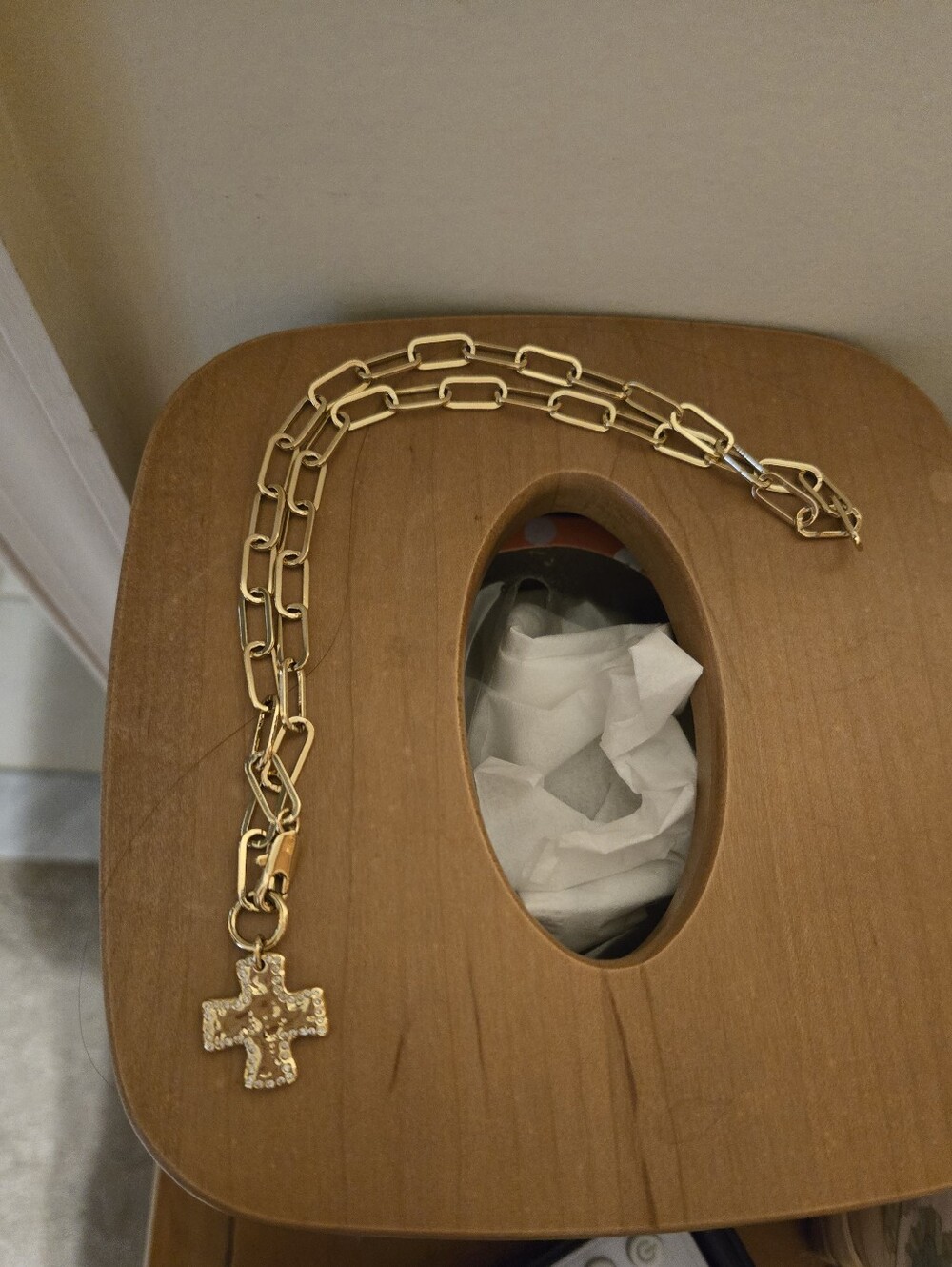 Boutique Gold Chain Necklace with Crystal Cross Pendant